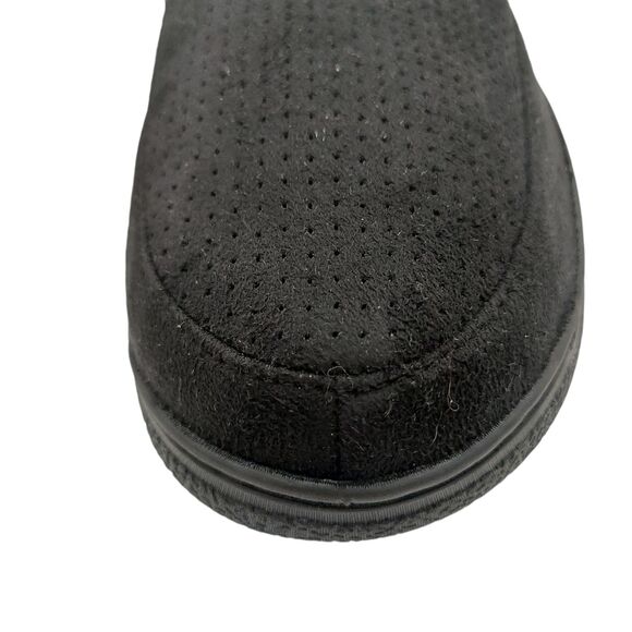 Dearfoams Clog Shoes Slippers Mens 9-10 Black Perforated Microsuede Moc Toe Cozy - Picture 8 of 12